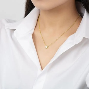 Collier pendentif tendance en argent sterling 925 plaqué or avec moissanite ronde de 1,0 carat - Product Image 2