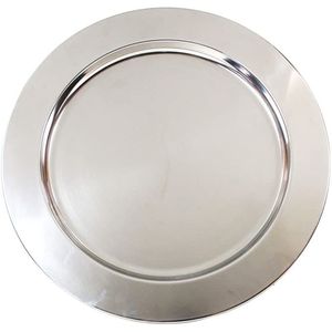 Luxury Silver Metal Charger Plate Round Stainless Steel Decorative Underplate for Wedding Banquet Party <b>Table</b> Decoration Decor - Product Image 4