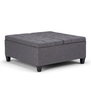 Tavolino da Caffè Harrison Grigio Ardesia con Contenitore, Sgabelli e Pouf Eleganti - Product Image 1
