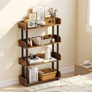 Libreria Aperta a 4 Ripiani Marrone Rustico, Design Moderno Anti-Ribaltamento, Espositore per Casa, Ufficio e Soggiorno - Product Image 1