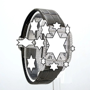 Nuevo Diseño, Reloj de Lujo Hecho a Mano con Correa de Goma, Caja Cuadrada Mecánica, Cierre de Botón, Reloj de Moissanita Unisex con Cristales - Product Image 2