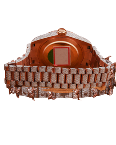 Montre de luxe unisexe en or rose avec diamants, fermoir caché, étanche, cadran romain, mouvement à quartz décontracté - Product Image 4