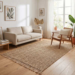 9' x 12' <b>Micro</b> Herringbone Handloom Jute Area Rug for Living Room Scandinavian Organic Modern & Quiet Luxury Home - Product Image 4