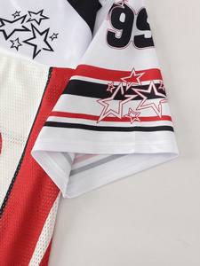 Camiseta de Fútbol Americano Retro para Hombre y Jóvenes, con Logotipo Personalizado, 100% Poliéster, Cuello en V, Transpirable, Estilo Urbano, Corte Holgado - Product Image 3