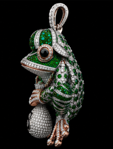 Pendentif grenouille en moissanite verte, breloque animale 3D, collier grenouille en strass, cadeau bijou - Product Image 2