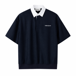 Polo pour homme à col contrasté avec logo personnalisé, de haute qualité, à manches courtes, en coton, style rugby, décontracté, streetwear - Product Image 2
