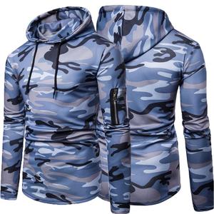 Custom Slim Fit Camouflage Hoodie Men Sleeve Zipper Pocket <b>Camo</b> Pullover Athletic Sports Sweatshirt Gym Training Tracksuits <b>Tops</b> - Product Image 4