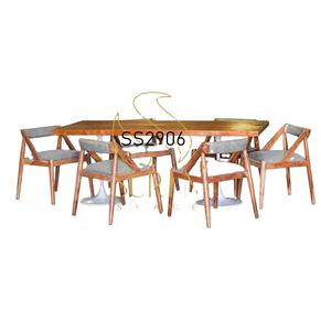 Table à manger indienne en bois massif fabriquée à la main Designer unique Dernier cri pour l'utilisation de la chambre à coucher du salon de l'hôtel - Product Image 1