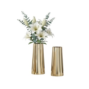 Jarrón de flores de metal dorado decorativo de calidad de lujo, juego de jarrones de metal martillado para decoración del hogar y eventos, elegante jarrón de flores de metal. - Product Image 2