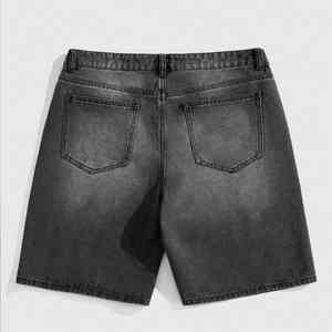 Shorts en jean en coton écologique respirant taille mi-haute coupe ample style streetwear d'été avec logo personnalisé et strass pour hommes - Product Image 5