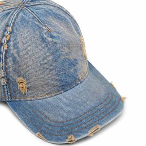 Casquette de baseball classique 5 panneaux en coton, brodée directement, délavée, avec patchwork et effet vieilli - Product Image 4