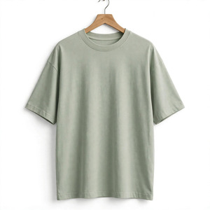 T-shirt long surdimensionné pour homme, couleur personnalisée, col rond, manches régulières, couleur unie, décontracté, tricoté, tissu jersey 100% coton - Product Image 1