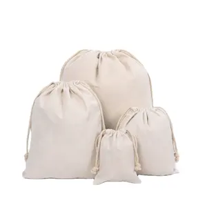 Sıcak satış İpli Fashional özelleştirilmiş düğün dekorasyon küçük ağartılmamış doğal İpli Muslin çantası