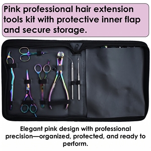 Kit de Extensiones de Cabello de Alta Resistencia con Estuche Negro, Pinza de Presión para Cinta Adhesiva, Cortador de Queratina, Tijeras de Afeitar y Tijeras de Entresacar - Product Image 6