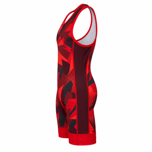 Traje de Lucha Libre Personalizado para Mujer, Transpirable, Rojo y Negro, con Estampado por Sublimación, Elástico, de Spandex y Poliéster, para Artes Marciales - Product Image 4