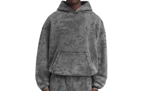 Haut court à capuche vintage délavé à l'acide, orné de perles, brodé, en molleton épais 100 % coton écologique pour l'hiver - Product Image 5