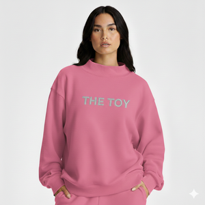 เสื้อสเวตเชิ้ตคอกลมโอเวอร์ไซส์สำหรับผู้หญิง สีส้ม ปักตัวอักษรด้านหน้า ผ้าฝ้ายถัก 100% สไตล์ลำลองสำหรับฤดูใบไม้ร่วง คอเต่า - Product Image 2