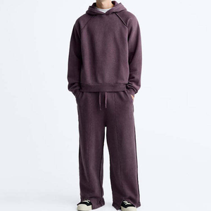 Conjunto de Sudadera con Capucha y Pantalones Acampanados de 400 GSM, Ecológico, Transpirable, Estilo Urbano, para Invierno - Product Image 1