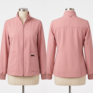 Chaqueta Médica para Mujer, 180 GSM, Poliéster y Spandex Premium, Azul Claro, Paneles Delanteros y Traseros, Bordado Personalizado, Etiqueta Tejida - Product Image 6