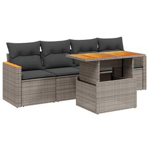 Conjunto de Sofá de Jardín de Ratán Gris Moderno, Muebles de Exterior de Tres Plazas con Cojines, Diseño Contemporáneo, Mimbre de PE Resistente a los Rayos UV - Product Image 4