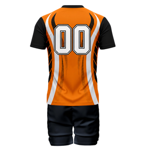 Orange Black Volleyball Uniform Short Sleeve Sports Jersey Shorts Set Sublimated Design Team <b>Athletic</b> Wear Custom Match Outfit - Product Image 3