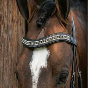 <b>Top</b> Branded Sparkling Crystals Diamante Bling <b>Chain</b> Inlaid Empty Channel Padded Leather Horse brow band at Wholesale Price - Product Image 1