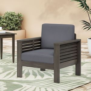 Poltrone da esterno in legno di acacia con cuscini grigio scuro 27,75"D X 32"W X 27,75"H Seduta elegante e confortevole - Product Image 3