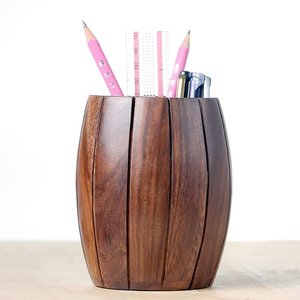 Porte-stylo en bois organisateur de bureau premium supports en bois naturel pour accessoire de bureau de bureau - Product Image 5