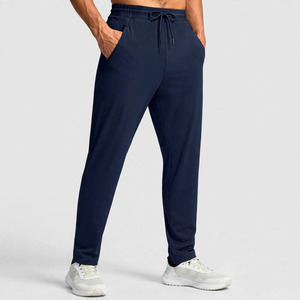 <b>Men's</b> <b>Navy</b> Blue Canvas Sweatpants Elastic Waist Drawstring Side Pockets Quick Dry Breathable Knitted Casual High Street <b>Joggers</b> - Product Image 1