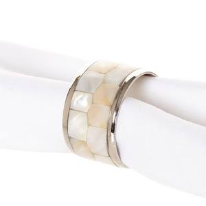 Anillo de Servilleta Redondo de Latón con Incrustaciones de Madreperla, Accesorio de Mesa Vintage para Decoración de Bodas, 5 cm de Ancho - Product Image 2