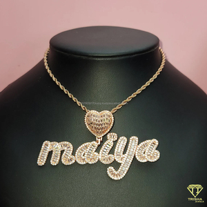 <b>Custom</b> " Sammy " <b>Name</b> Pendant <b>Necklace</b> Gold Iced Out Lab Grown Diamond Heart Hip Hop Jewelry Gift - Product Image 6