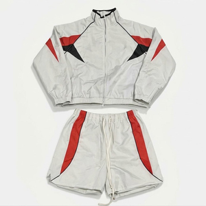 RTS High Demand Custom Logo White Men's Nylon Wind Breaker Panel With Shorts <b>Set</b> For Summer <b>Knitted</b> <b>Set</b> Streetwear Zipper Jacket - Product Image 1