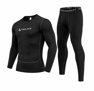 Conjunto de Compresión Deportivo para Hombre, Verano, Camiseta de Manga Larga y Pantalones, Ropa Interior Térmica, Capa Base Atlética Antiolor, Estampado de Leopardo - Product Image 3
