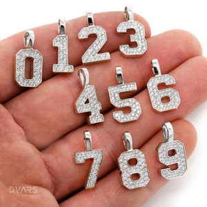 Pendentif personnalisé glacé avec nom et numéro, plaqué or, en argent sterling 925, moissanite, de luxe, style hip-hop, initiales, lettres et chiffres pour soirée - Product Image 2