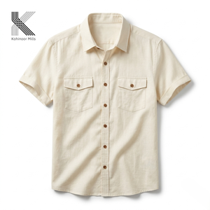 Camisa Casual de Manga Corta para Hombre, de Popelina de Algodón, Color Sólido, Cuello Clásico, Transpirable, para Verano - Product Image 1