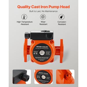 Pompa di Ricircolo in Ghisa F-009-BF5-J, 17 GPM, AC 120V, 35 ft, per Acqua Calda, Connessione Flangiata da 3/4 Pollici, Componenti per Caldaie - Product Image 2