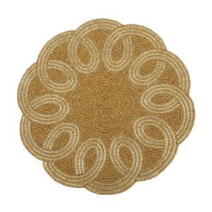 Set de table rond en verre perlé rouge et blanc à motif tourbillon de menthe poivrée pour la décoration de table de Noël, avec motif rayé en forme de canne à sucre - Product Image 4