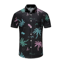 Chemise Hawaïenne Personnalisée pour Hommes, Tenue Décontractée d'Été, Imprimé Floral Palmiers, Tissu Sergé Tricoté Respirant, Écologique et Séchage Rapide