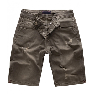 <b>mens</b> dark navy blue stonewashed denim shorts button fly cuffed folded hem contrast amber stitching five pocket design apparel - Product Image 5