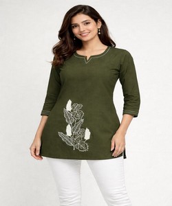 เสื้อทอผ้าฝ้ายดีไซน์หรูหรา สวมใส่ได้ทุกวัน ราคาขายส่ง ดีไซน์ใหม่ล่าสุด แห้งเร็ว ฟรีไซส์ เสื้อผ้าชาติพันธุ์ สำหรับงานเมห์นดี - Product Image 1