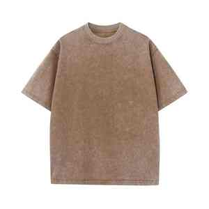 เสื้อยืดแขนสั้นผู้ชายสไตล์สตรีทแวร์ลายทางทรงโอเวอร์ไซส์ ดีไซน์ใหม่ล่าสุดสำหรับฤดูร้อน ล้างสีแบบแอซิดวอช ขายส่ง - Product Image 3