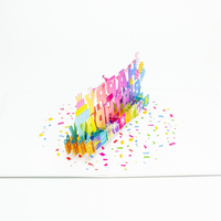 Carte de vœux 3D créative faite à la main, carte en papier pour anniversaire, cadeau, logo personnalisé OEM, fournisseur en gros, multicolore, numérique