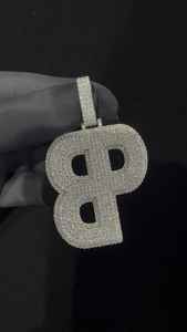 Colgante de Plata de Ley 925 con Moissanita VVS Iced Out, Pasa Prueba de Diamante, Personalizable con Nombre, Número o Letra, Joyería Bling Hip Hop - Product Image 3