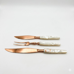 Service de couverts de luxe royal en or avec manche en nacre naturelle, en acier inoxydable, pour mariage, réception, hôtel, restaurant - Product Image 3