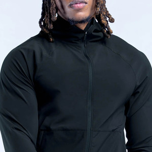 Top Selling OEM Custom Logo Black Full Zip Up Men's <b>Jackets</b> Breathable Lightweight Polyester Fabric Gym <b>Workout</b> <b>Jacket</b> For Men - Product Image 6