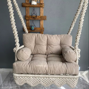 Silla colgante de macramé, columpio grande de macramé, silla colgante de macramé de algodón, silla columpio de macramé, columpio de macramé hecho a mano - Product Image 1