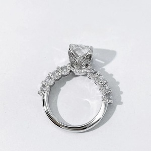 Radiant Cut Moissanite Luxury Cocktail <b>Ring</b> with Pav Band Rhodium Plated Hidden Halo Solitaire for Unisex <b>Men</b> & Women - Product Image 3