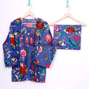 Pijamas de Algodón con Estampado Floral para Mujer, Otoño, Manga Tres Cuartos, Cintura Elástica, Largo Completo, Casual, Transpirable - Product Image 2