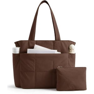 Women’s Quilted <b>Tote</b> Bag, 15.6 Inch Laptop Work Handbag, Top Handle Shoulder <b>Tote</b> with Pocket for Office, Business, Travel - Product Image 3