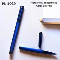 Stylo bille métallique bleu avec revêtement UV, élégant et professionnel, stylo à bille en métal de luxe, logo personnalisé, stylo gel de marque